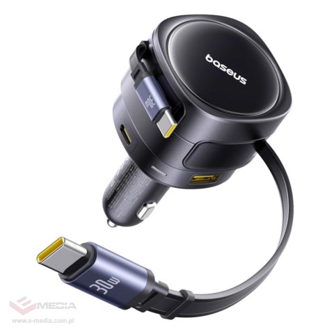 Ładowarka samochodowa Baseus Enjoyment Max 90W 2 x kabel USB-C + USB-A + USB-C - czarna