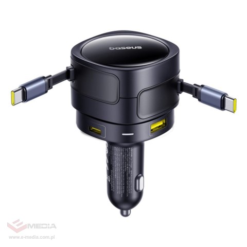 Ładowarka samochodowa Baseus Enjoyment Max 90W 2 x kabel USB-C + USB-A + USB-C - czarna