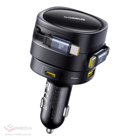 Ładowarka samochodowa Baseus Enjoyment Max 90W 2 x kabel USB-C + USB-A + USB-C - czarna