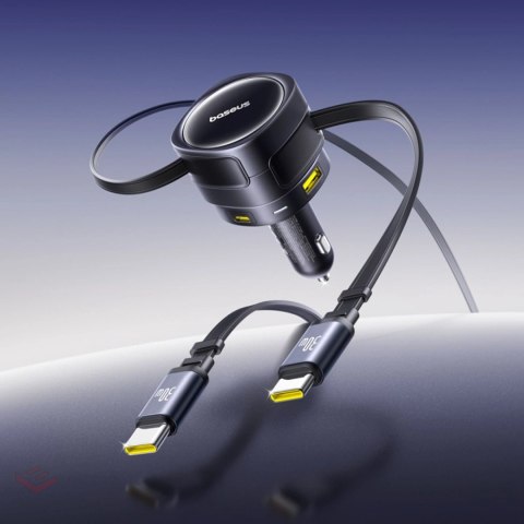 Ładowarka samochodowa Baseus Enjoyment Max 90W 2 x kabel USB-C + USB-A + USB-C - czarna