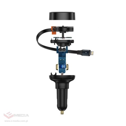 Ładowarka samochodowa Baseus Enjoyment Pro 55W USB-A ze zwijanym kablem Lightning - czarna
