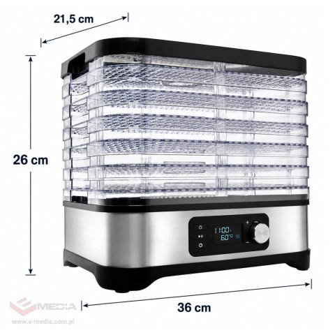 56x Suszarka Spożywcza do Grzybów Warzyw Owoców Pojemna 600W 6 Półek LCD