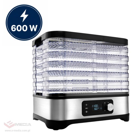 56x Suszarka Spożywcza do Grzybów Warzyw Owoców Pojemna 600W 6 Półek LCD