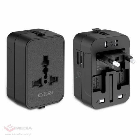 Adapter podróżny Tech-Protect TA300 Travel Adapter EU / UK / AU - czarna
