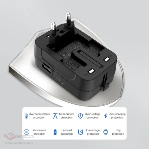 Adapter podróżny Tech-Protect TA300 Travel Adapter EU / UK / AU - czarna