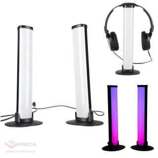 Lampka na biurko LED gamingowa RGB kolumny słupki na pilot zestaw 2 sztuki