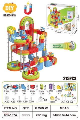 Magnetyczna Kolorowa Kolejka 215el.