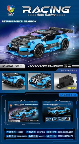 Zestaw Klocków Auto Sportowe Niebiesko Czarny 306el.