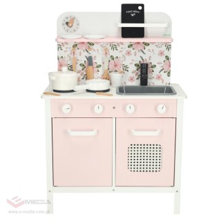 Kuchnia dla dzieci drewniana MDF LULILO FLORA akcesoria różowa 82cm