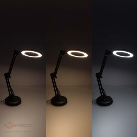 Lampka na biurko biurkowa LED z lupą szkło powiększające obrotowy wysięgnik 2 sposoby mocowania
