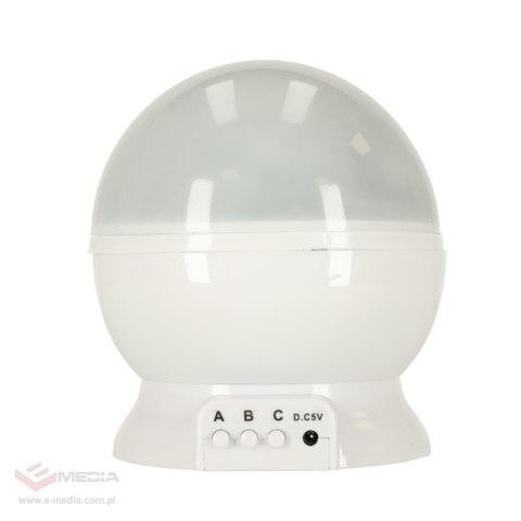 Lampka nocna projektor gwiazd 2w1 USB biała