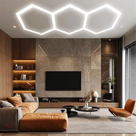 120x Lampa Led Hexagon Panel Oświetlenie Warsztat Garaż Dom 247x98cm 125W 6500K
