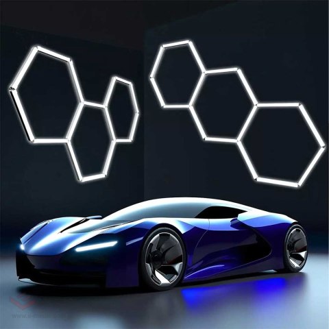 120x Lampa Led Hexagon Panel Oświetlenie Warsztat Garaż Dom 247x98cm 125W 6500K