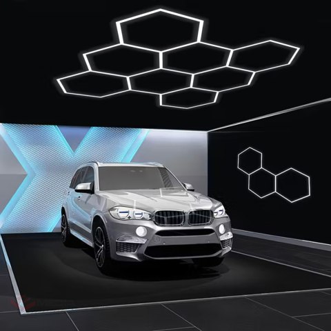 60x Lampa Led Hexagon Panel Oświetlenie Warsztat Garaż Dom 257x244cm 280W 6500K