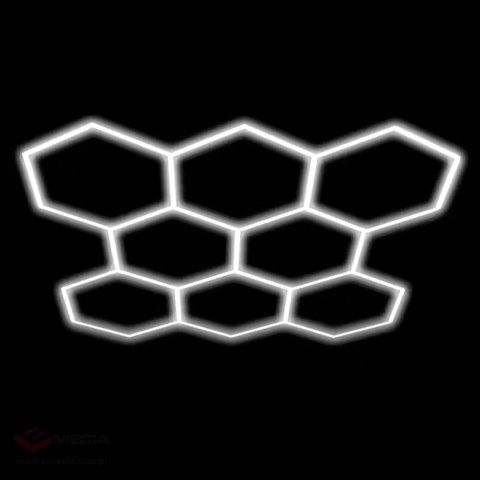 60x Lampa Led Hexagon Panel Oświetlenie Warsztat Garaż Dom 257x244cm 280W 6500K