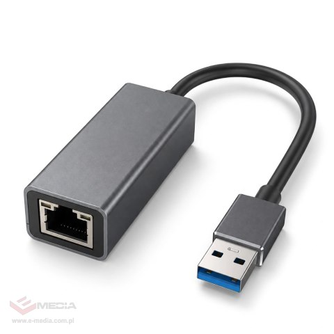 Adapter sieciowy Wozinsky WAU-45A Ethernet karta sieciowa LAN Gigabit RJ45 1000 Mb/s USB-A - szara