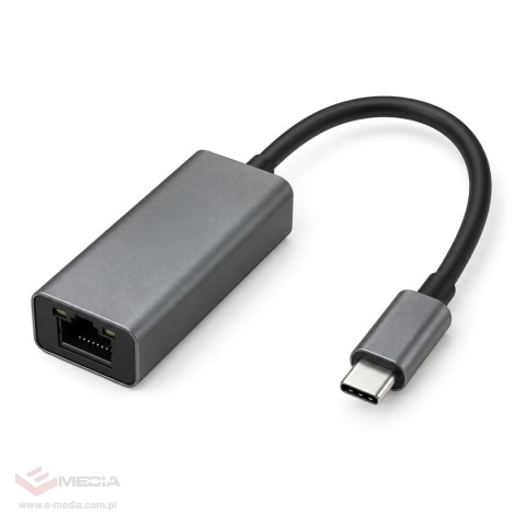 Adapter sieciowy Wozinsky WAU-45C Ethernet karta sieciowa LAN Gigabit RJ45 1000 Mb/s USB-C - szara