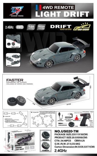 Autko R/C do Driftu 1:20 z Funkcją Świateł Zielony