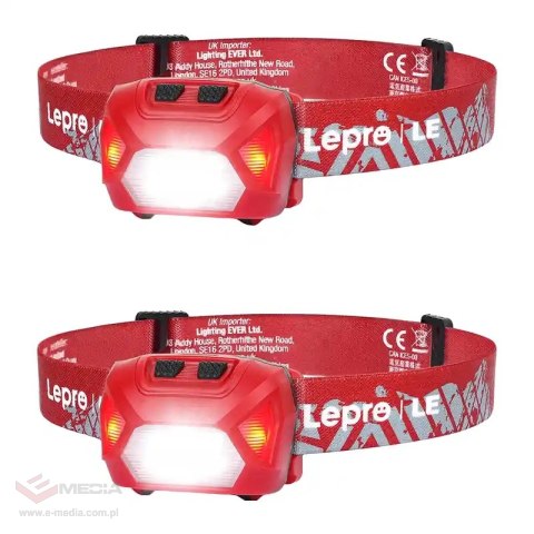 Latarka czołowa LEPRO 320014-R-2 USB 2 szt.