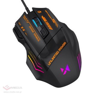 Mysz przewodowa Wozinsky WMGK-1179W gamingowa optyczna 7200 DPI z podświetleniem - czarna