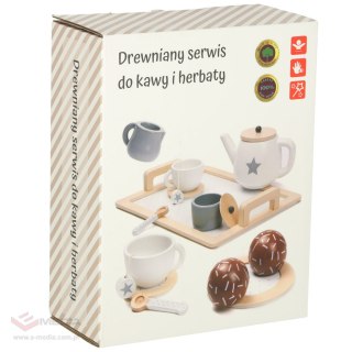 Serwis kawowy drewniany naczynia dla dzieci zestaw kuchenny do herbaty taca filiżanki OUTLET