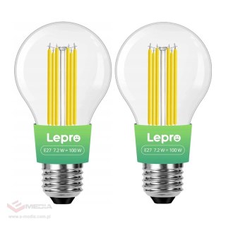 Żarówka LED LEPRO 100094-WW-EU-2 E27 Filament 7,2W (100W) 1521lm 2700K klasa A 2 szt.