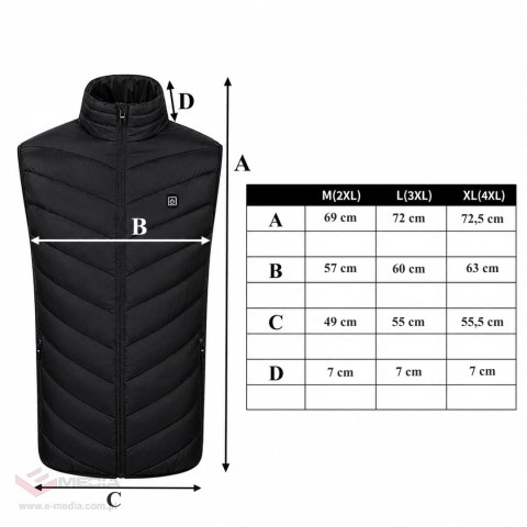 30x Kamizelka Podgrzewana Bezrękawnik Kurtka Zimowa Uniseks USB Powerbank r M
