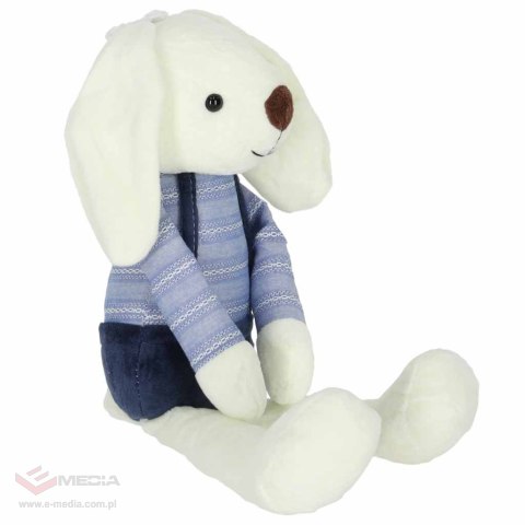 Maskotka pluszak przytulanka królik w niebieskich spodenkach 36 cm