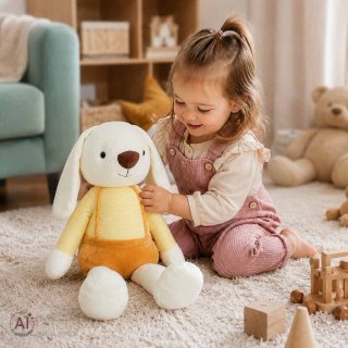 Maskotka pluszak przytulanka królik w żółtych spodenkach 70 cm