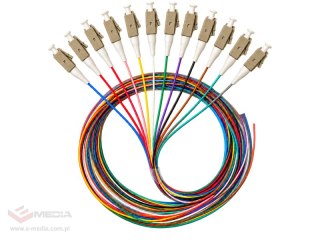 Pigtail MM OM3 1G 50/125 wtyk LC dł. 2 m "EASY STRIP" opak. 12 szt. wielokolorowe ALANTEC