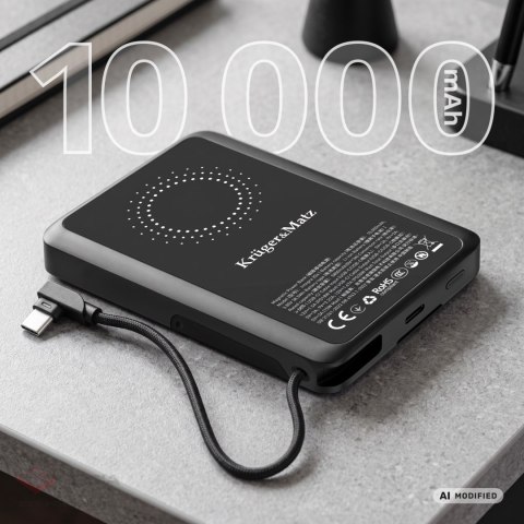 Powerbank Kruger&Matz 10000 mAh Li-pol z fukcją QC oraz PD, certyfikat CCC (kraje Azjatyckie)