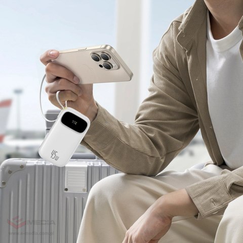 Powerbank Baseus EnerFill FC31 QPow3 10000mAh 45W z wyświetlaczem cyfrowym z 2 wbudowanymi kablami USB-C - biały