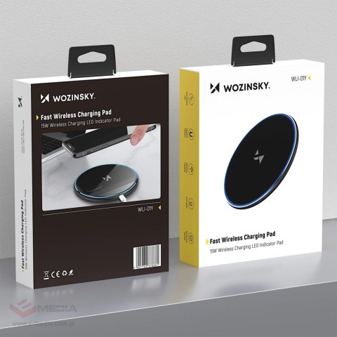 Ładowarka indukcyjna Wozinsky WLI-01Y 15W Qi z kablem USB-C - czarny
