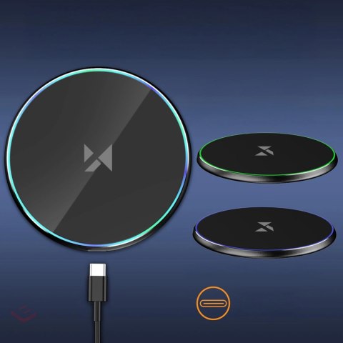 Ładowarka indukcyjna Wozinsky WLI-01Y 15W Qi z kablem USB-C - czarny