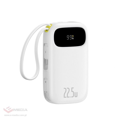 Powerbank Baseus EnerFill FC31 QPow3 10000mAh 22.5W z wyświetlaczem cyfrowym z 2 wbudowanymi kablami - biały