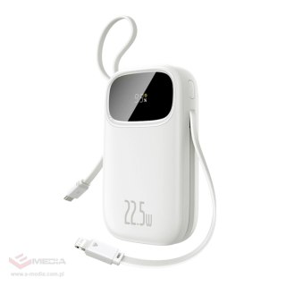 Powerbank Baseus EnerFill FC31 QPow3 10000mAh 22.5W z wyświetlaczem cyfrowym z 2 wbudowanymi kablami - biały