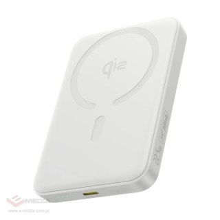 Powerbank Baseus EnerFill FM12 Qi2 10000mAh 22.5W kompatybilny z MagSafe z białym kablem Baseus Simple USB-C 20V/3A 0,30m - biał