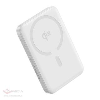 Powerbank Baseus EnerFill FM12 Qi2 10000mAh 22.5W kompatybilny z MagSafe z białym kablem Baseus Simple USB-C 20V/3A 0,30m - biał