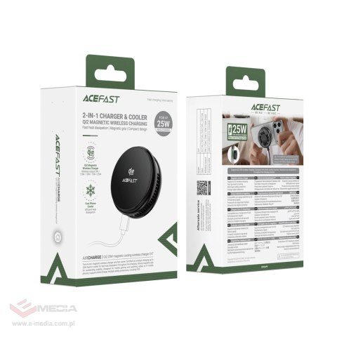 Ładowarka bezprzewodowa Acefast E47 Qi2 25 W magnetyczna z chłodzeniem - czarna