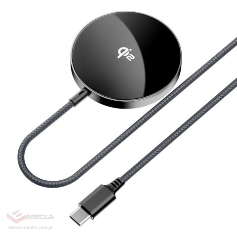 Ładowarka indukcyjna Acefast E24 Qi2 15W magnetyczna z kablem USB-C 1.2m - czarna