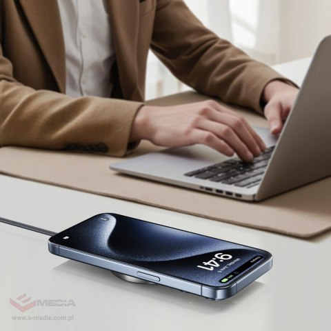 Ładowarka indukcyjna Acefast E24 Qi2 15W magnetyczna z kablem USB-C 1.2m - czarna