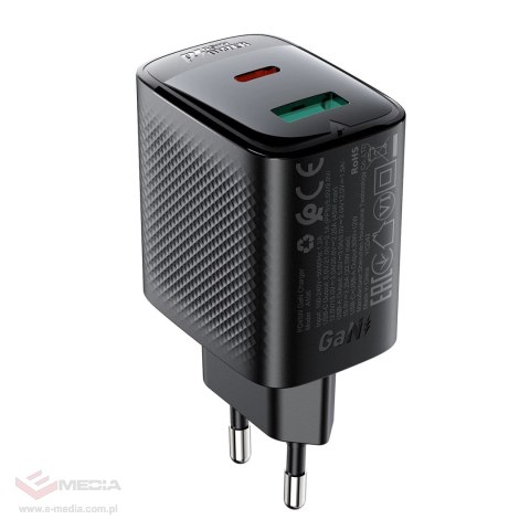 Ładowarka sieciowa Acefast A106 GaN PD 45W USB-C USB-A - czarna