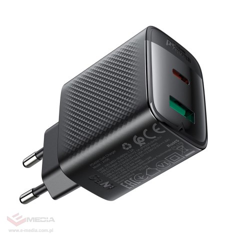 Ładowarka sieciowa Acefast A106 GaN PD 45W USB-C USB-A - czarna