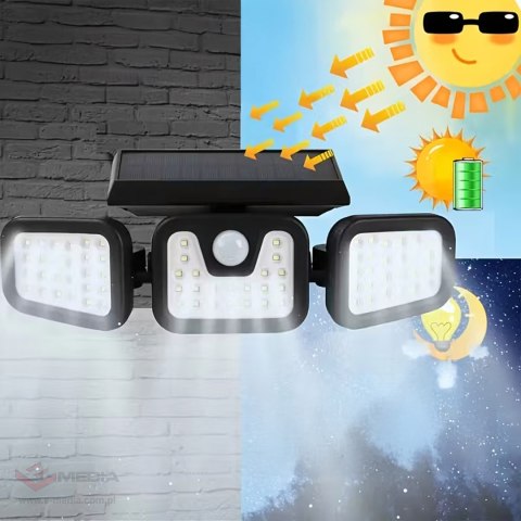 640x Lampa Solarna 74 Led 4w1 Zewnętrzna Uliczna Czujnik Ruchu Zmierzchu Mocna