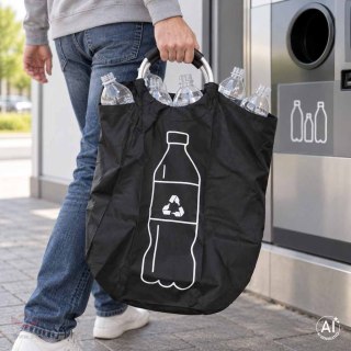 Kosz torba na butelki zwrotne kaucyjne segregacja śmieci recykling