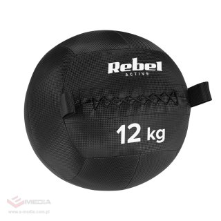 Piłka lekarska do ćwiczeń fitness, rehabilitacyjna, 12kg, REBEL ACTIVE
