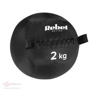 Piłka lekarska do ćwiczeń fitness, rehabilitacyjna, 2kg, REBEL ACTIVE