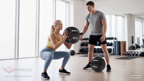 Piłka lekarska do ćwiczeń fitness, rehabilitacyjna, 8kg, REBEL ACTIVE