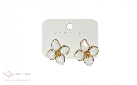 Kolczyki biały kwiat sztyft