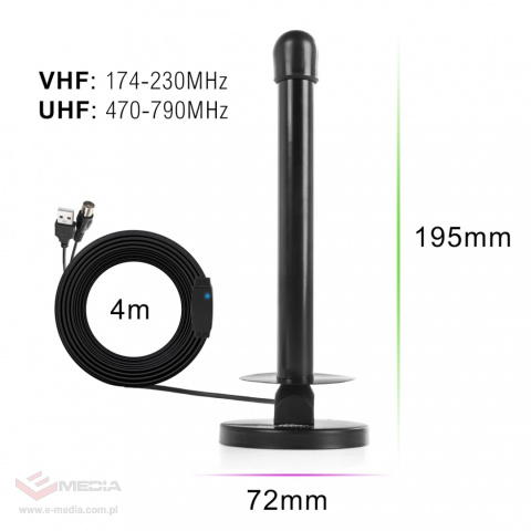 Magnetic antenna DVB-T2 Hook TV USB 30dB Double Power